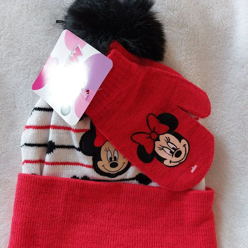 Disney's Minnie Mouse 3-D Hat & Mitten Set